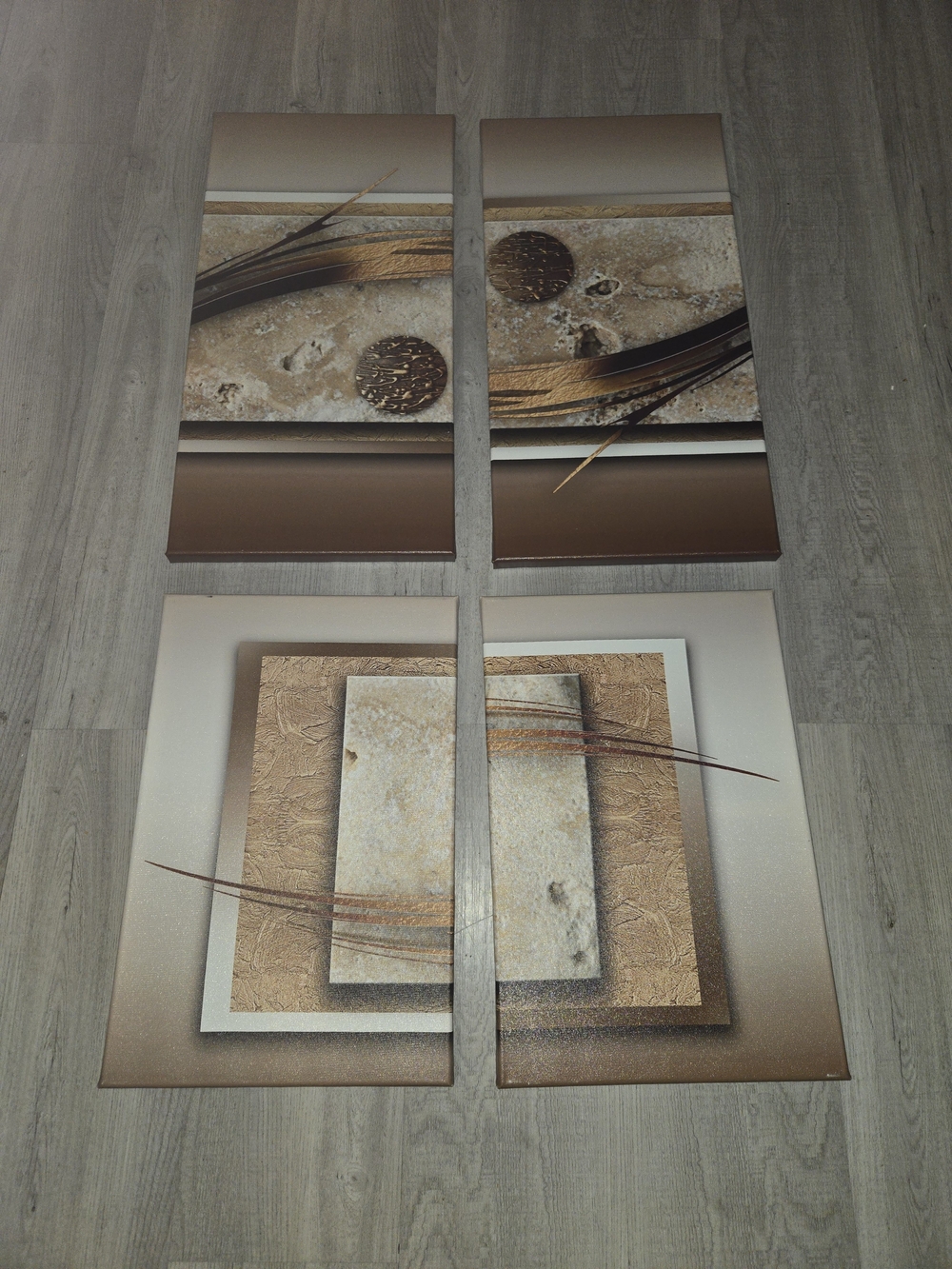 Neutral Abstract 4-Piece Wall Art Set - Beige & Brown